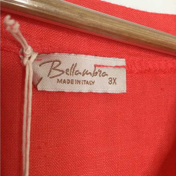 Bellambra Sleeveless Linen Plus Size Dress Coral 3X - Picture 3 of 9